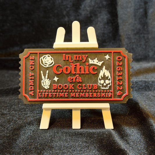 In My Gothic Era Book Club Ticket Bookshelf Sitter
