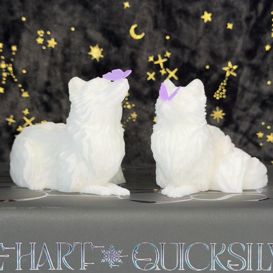 Arctic Fox with Butterfly Shelf Sitter | Fantasy Bookshelf Decor | Cottagecore Gift