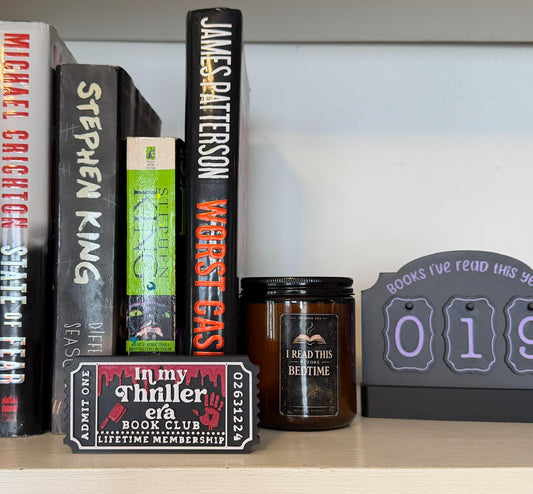 In My Thriller Era Book Club Ticket Bookshelf Sitter