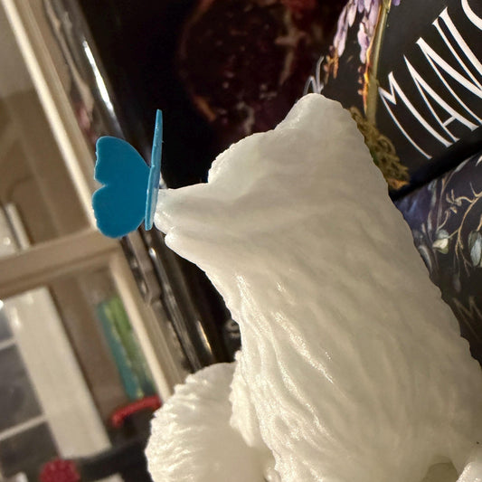 Arctic Fox with Butterfly Perchling | Fantasy Inspired Bookshelf Decor | Cottagecore