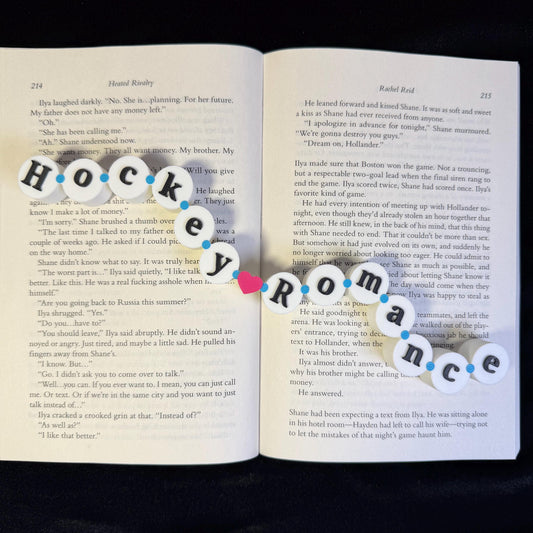 Hockey Romance Friendship Bracelet Sign | Heated Rivalry Inspired Sports Decor | Bookish Shelf Sitter