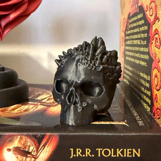 Black Crystal Skull Shelf Decor 3d printed - gothic witchy bookshelf home decor