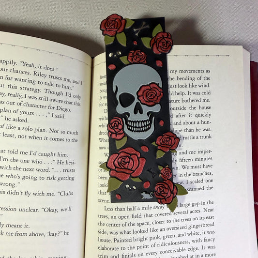 Gothic Skull And Roses Bookmark