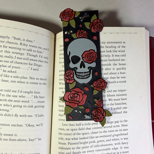 Gothic Skull And Roses Bookmark
