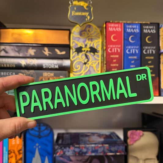 Paranormal Dr Street Sign Shelf Sitter | Supernatural Bookshelf Decor | Bookish Desk Nameplate
