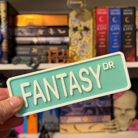 Fantasy Dr Street Sign Shelf Sitter | Epic Fantasy Bookshelf Decor | Bookish Desk Nameplate