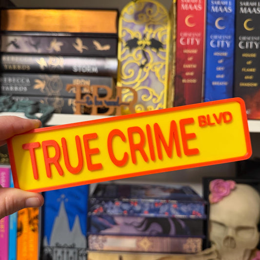 True Crime St Street Sign Shelf Sitter | Romance Bookshelf Decor | Bookish Desk Nameplate