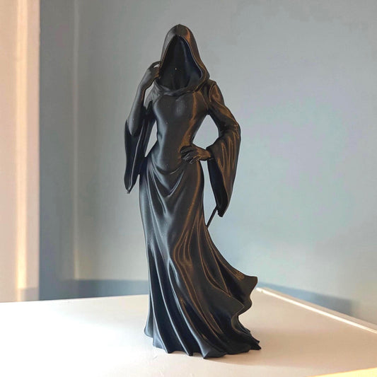 Female Grim Reaper Standing Statue | Gothic Reapress Bookshelf Decor | Dark Fantasy Figure | Romantasy Art
