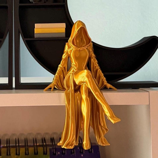 Gothic Female Grim Shelf Sitter | Dark Fantasy Bookshelf Decor