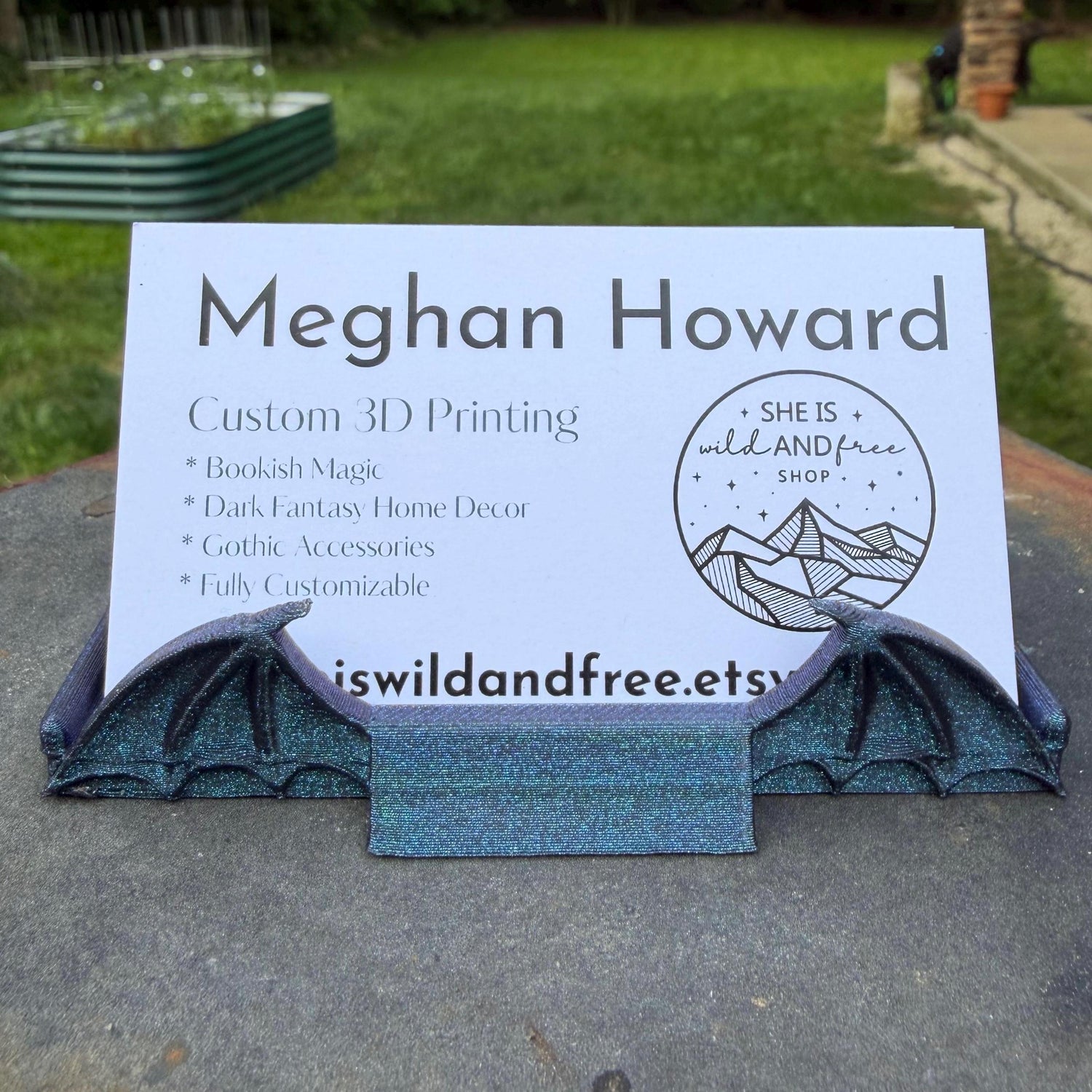 Dragon Wing Business Card Holder | Bat Wing Desk Decor | Vendor Market | Custom Card Stand