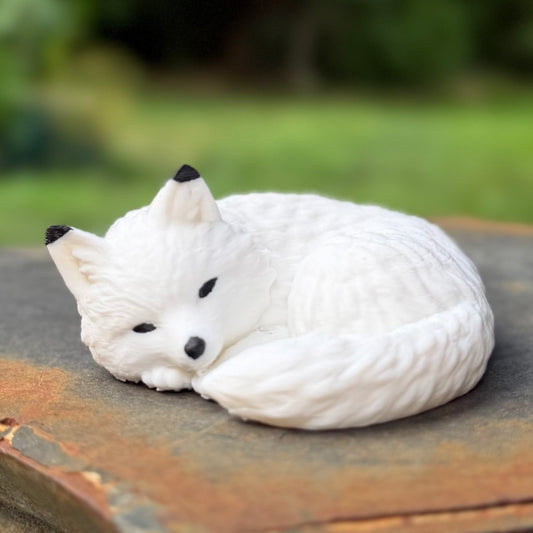 Arctic Fox Shelf Sitter | Fantasy Companion Figurine | Bookish Animal Decor | Familiar | Fey and Alchemy Inspired