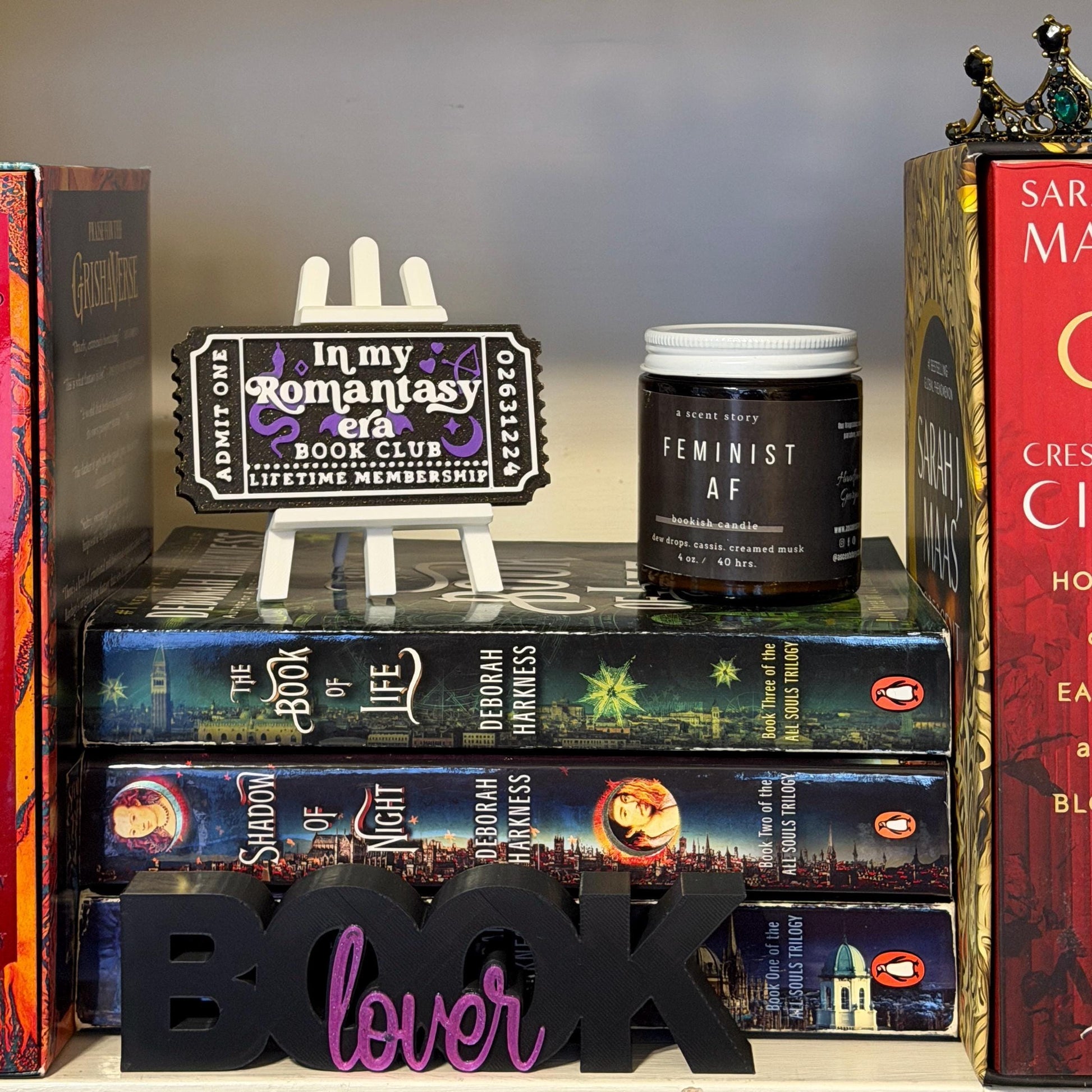 In My Romantasy Era Book Club Ticket Bookshelf Sitter