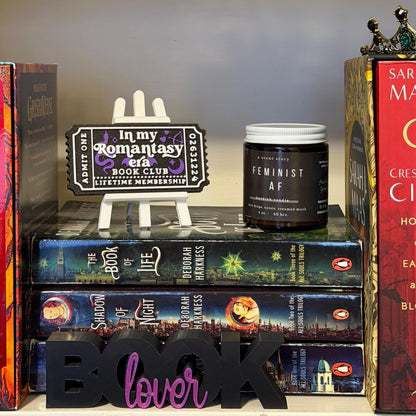 In My Romantasy Era Book Club Ticket Bookshelf Sitter