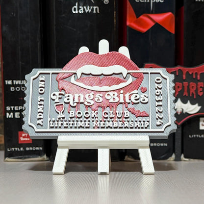 Fangs Bites Book Club Ticket Bookshelf Sitter