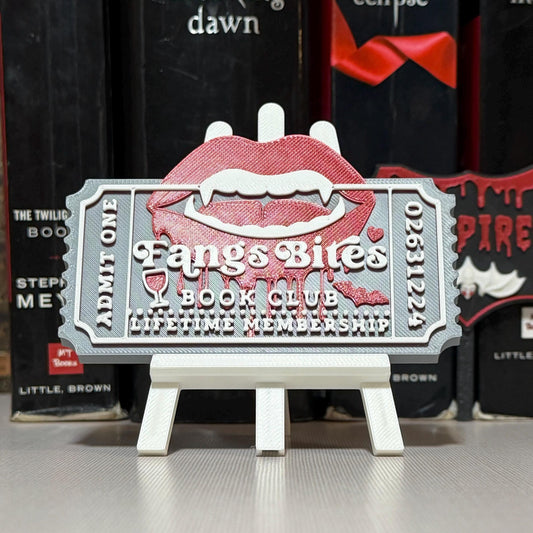 Fangs Bites Book Club Ticket Bookshelf Sitter