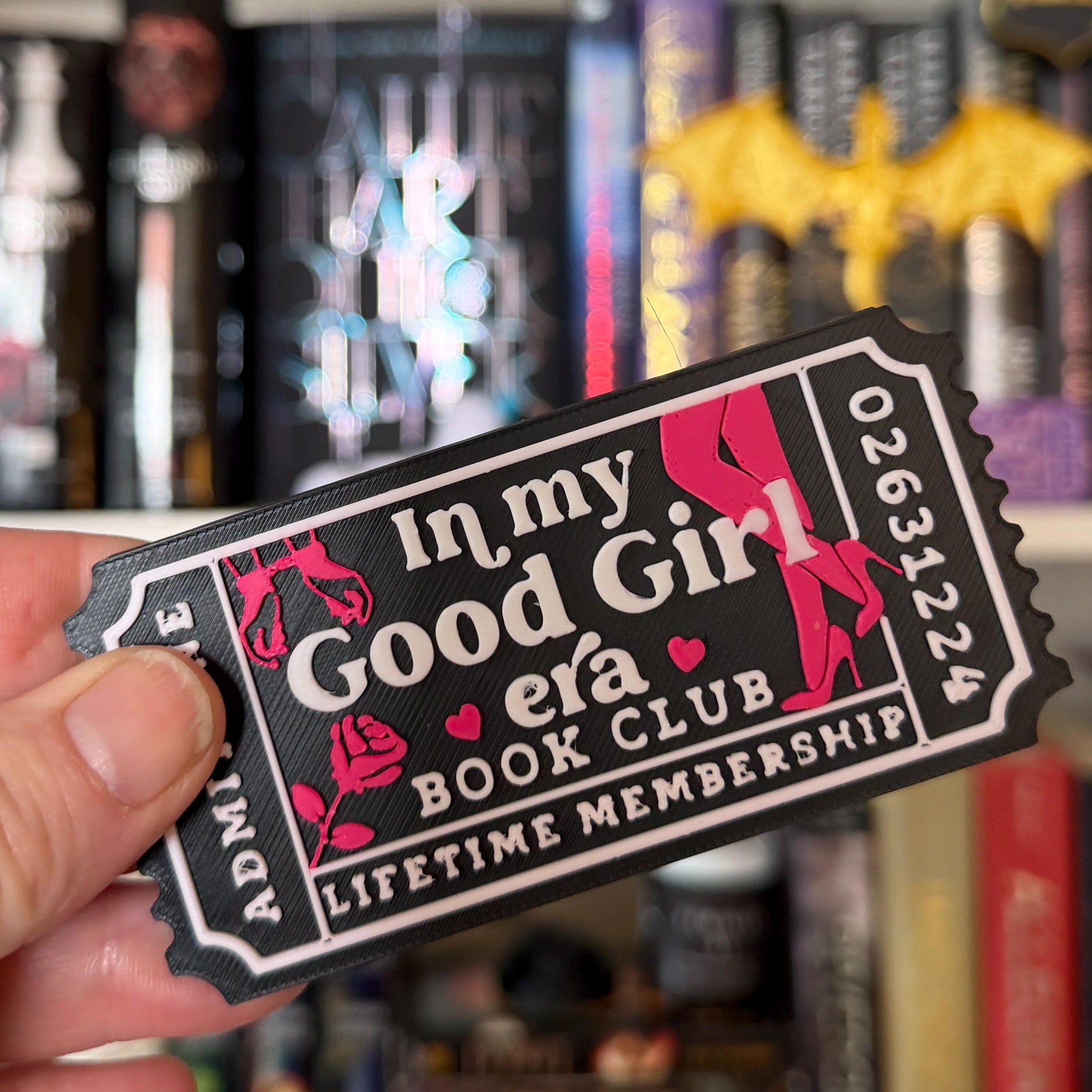 In My Good Girl Era Book Club Ticket Bookshelf Sitter