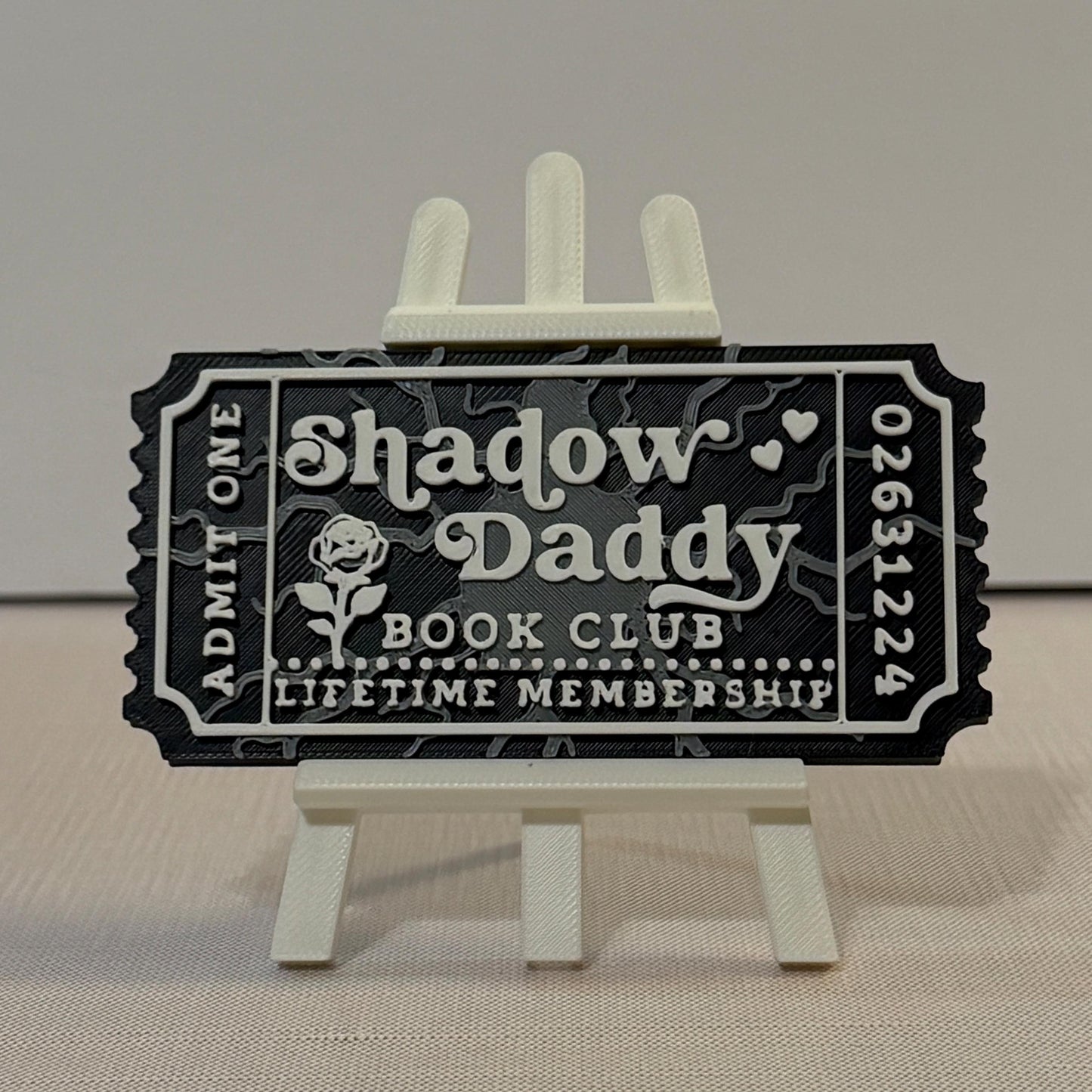 Shadow Daddy Book Club Ticket Bookshelf Sitter