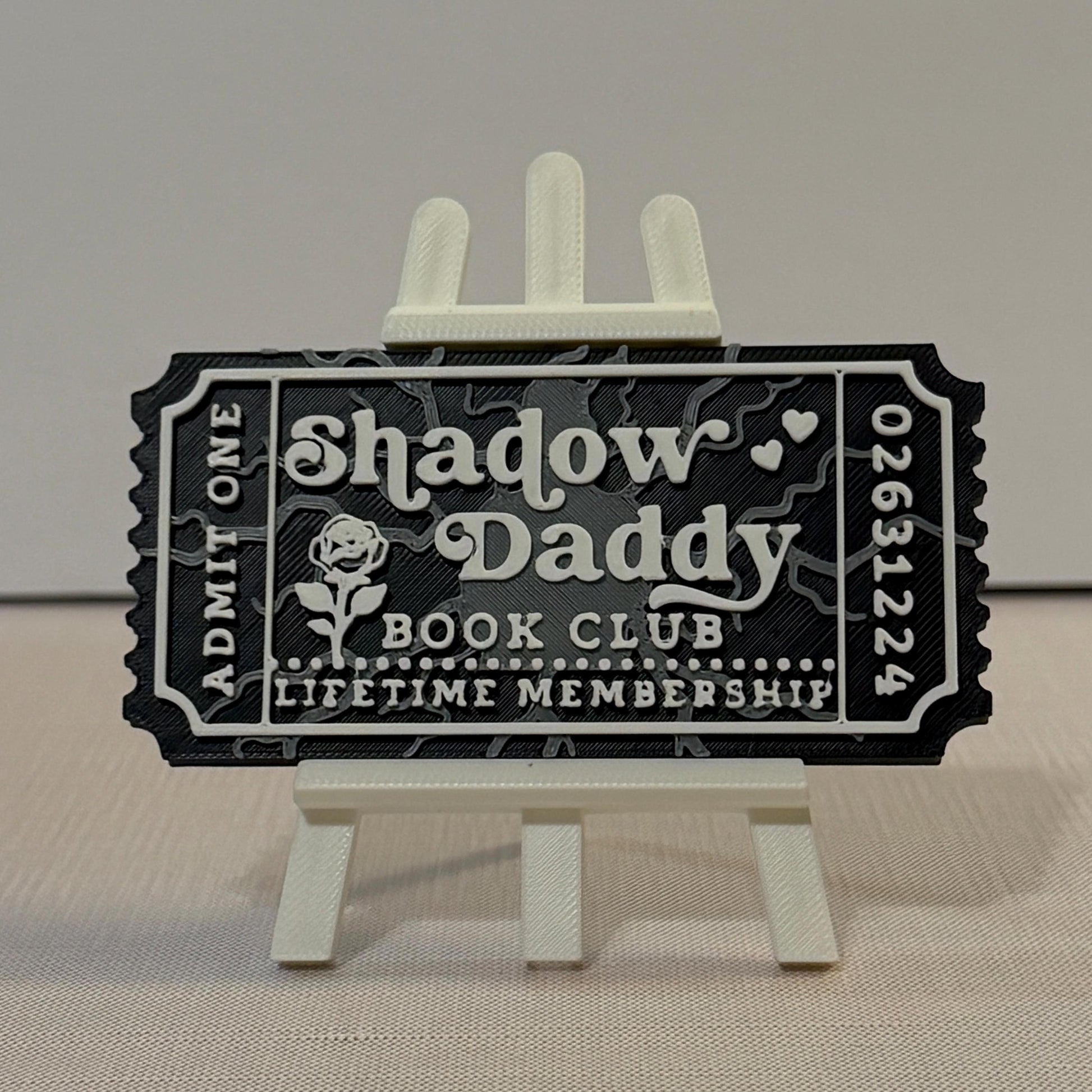 Shadow Daddy Book Club Ticket Bookshelf Sitter