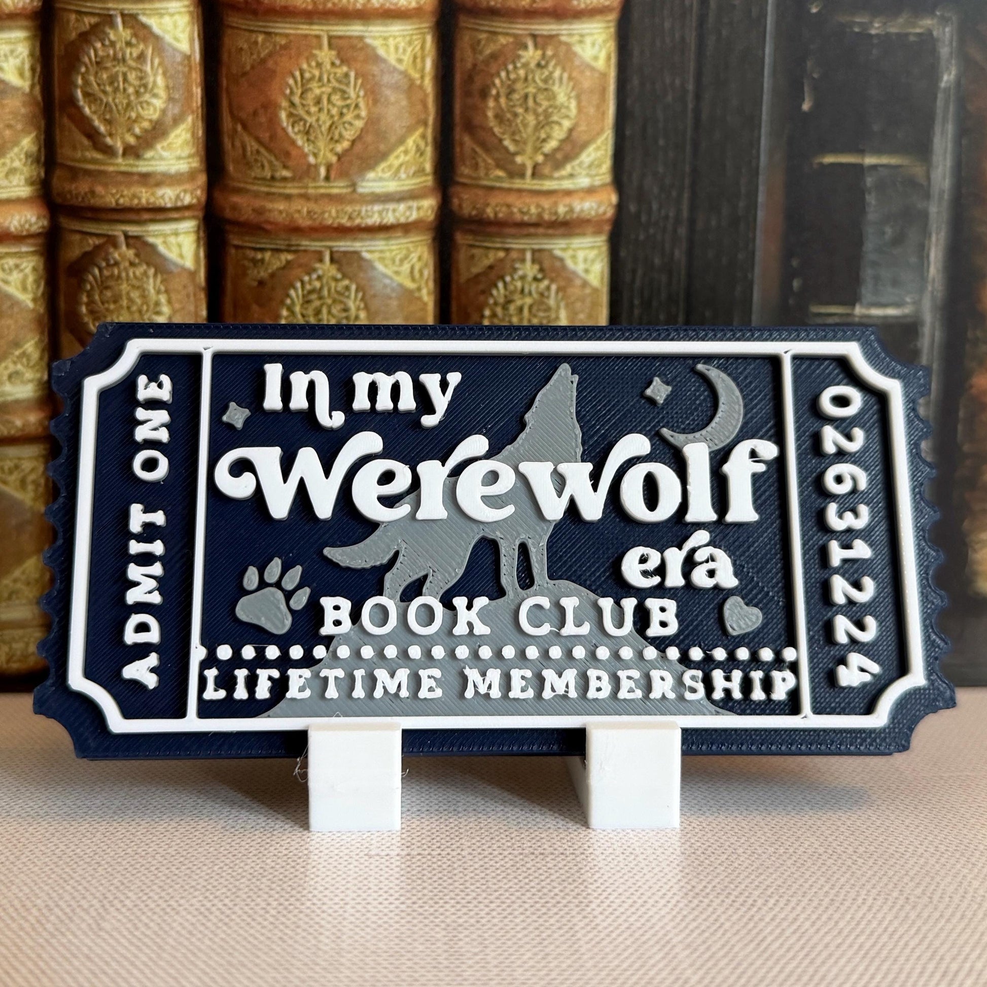 In My Werewolf Era Book Club Ticket Bookshelf Sitter