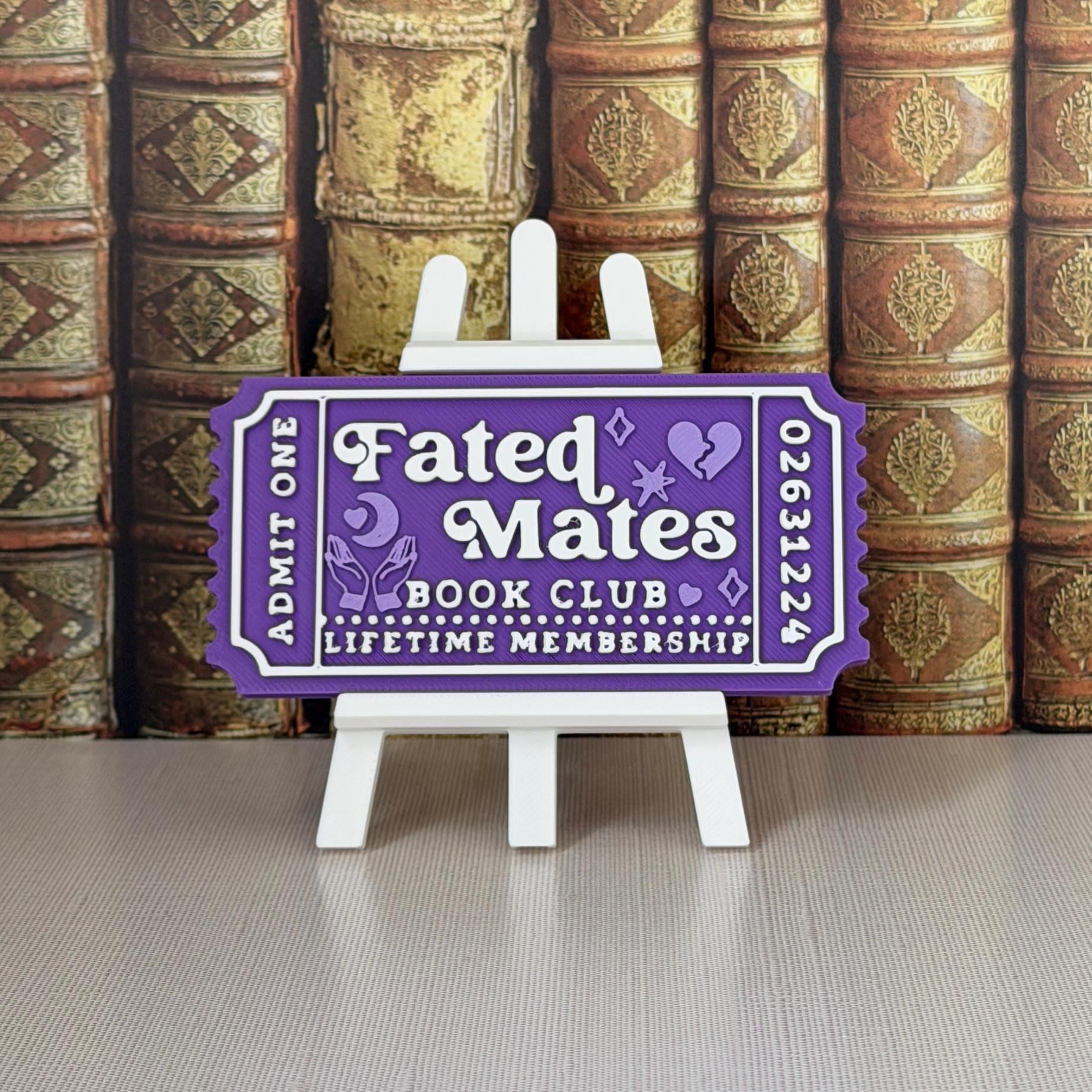 Fated Mates Book Club Ticket Bookshelf Sitter