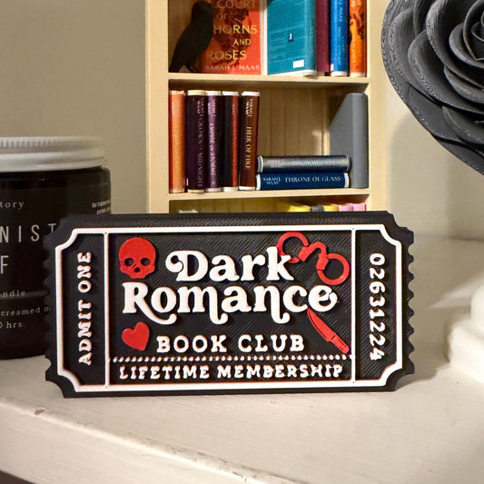 Dark Romance Book Club Ticket Bookshelf Sitter