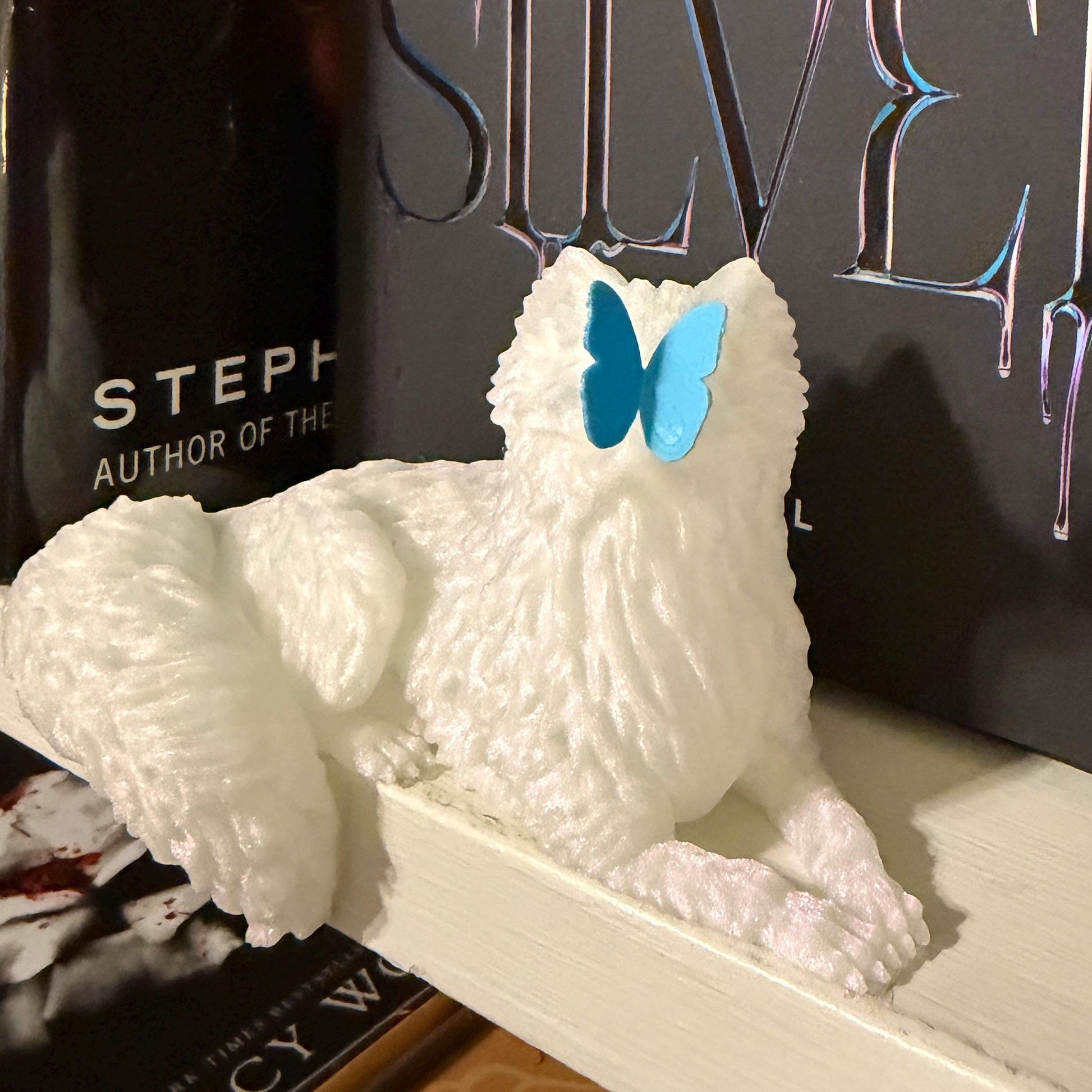 Arctic Fox with Butterfly Perchling | Fantasy Inspired Bookshelf Decor | Cottagecore
