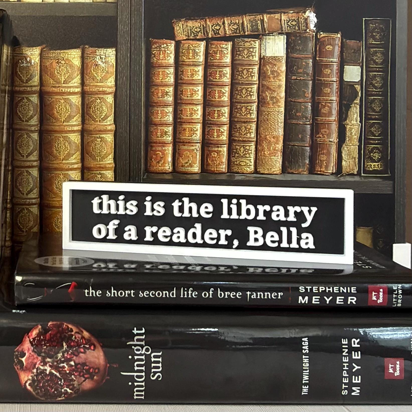 This is the Library of a Reader, Bella | Fantasy Vampire Inspired Bookshelf Sign