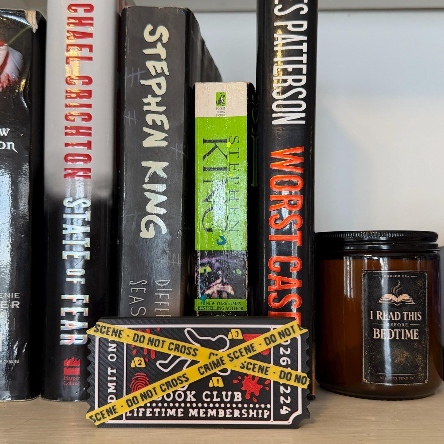Crime Scene Book Club Ticket Bookshelf Sitter