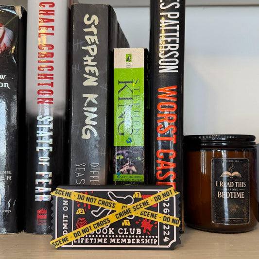 Crime Scene Book Club Ticket Bookshelf Sitter