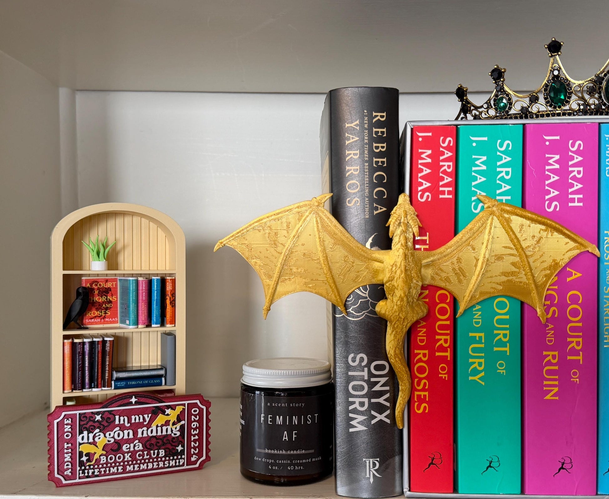 In My Dragon Riding Era Book Club Ticket Bookshelf Sitter