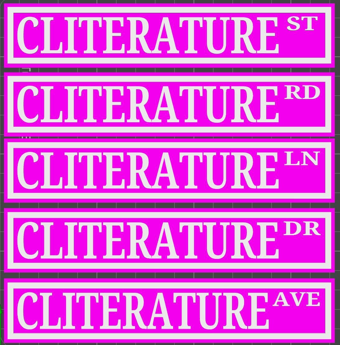 Cliterature Bookshelf Street Signs Bookcase Sign