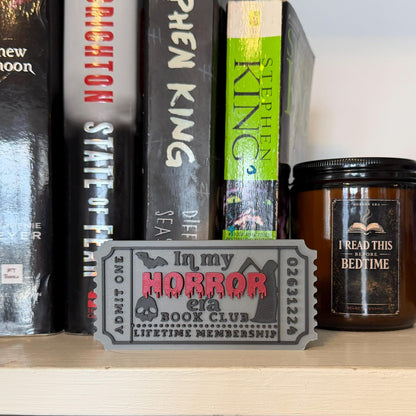 In My Horror Era Book Club Ticket Bookshelf Sitter