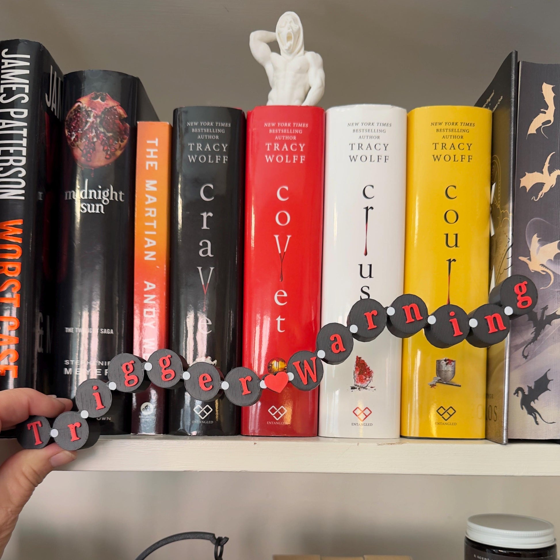 Trigger Warning Friendship Bracelet Sign | Bookshelf Sitter