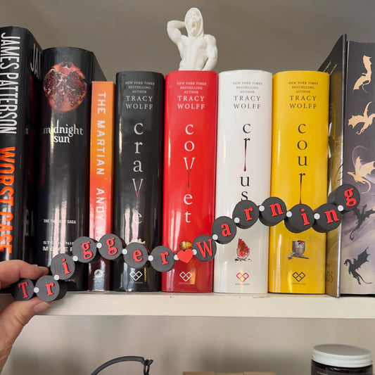 Trigger Warning Friendship Bracelet Sign | Bookshelf Sitter