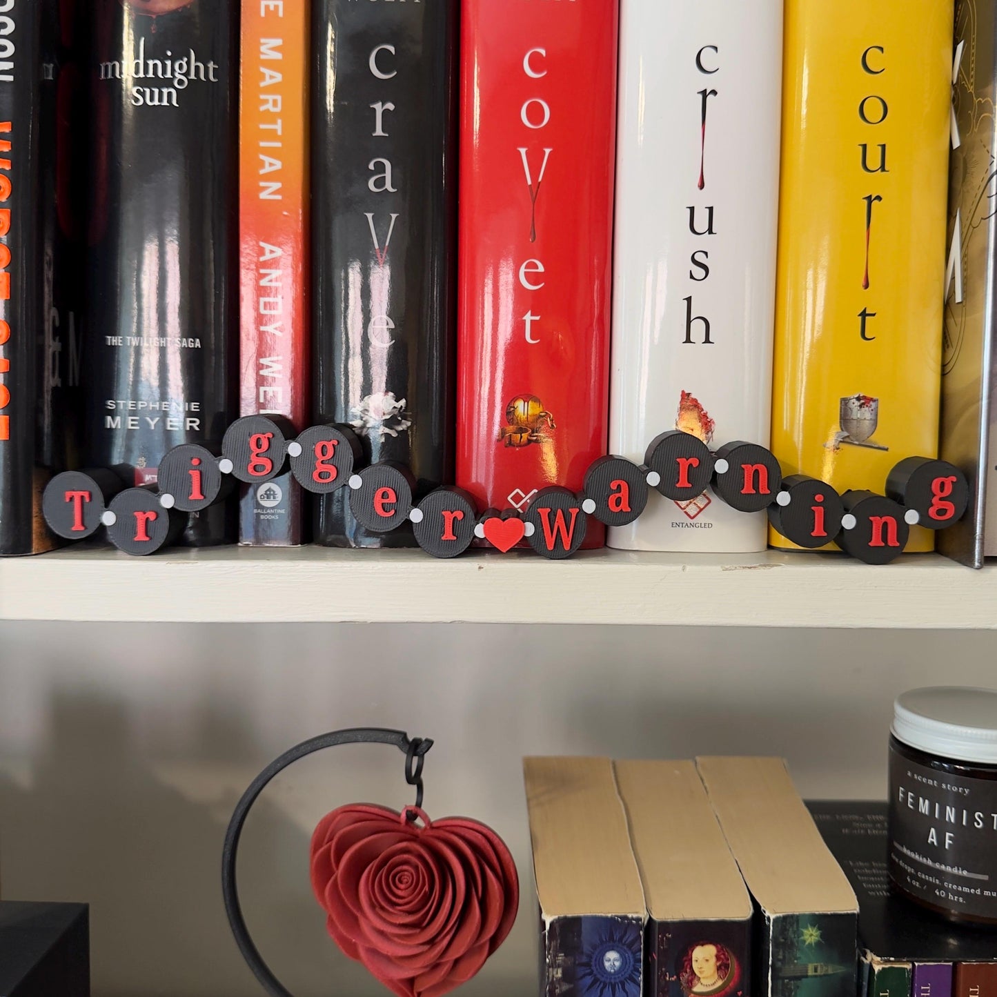 Trigger Warning Friendship Bracelet Sign | Bookshelf Sitter