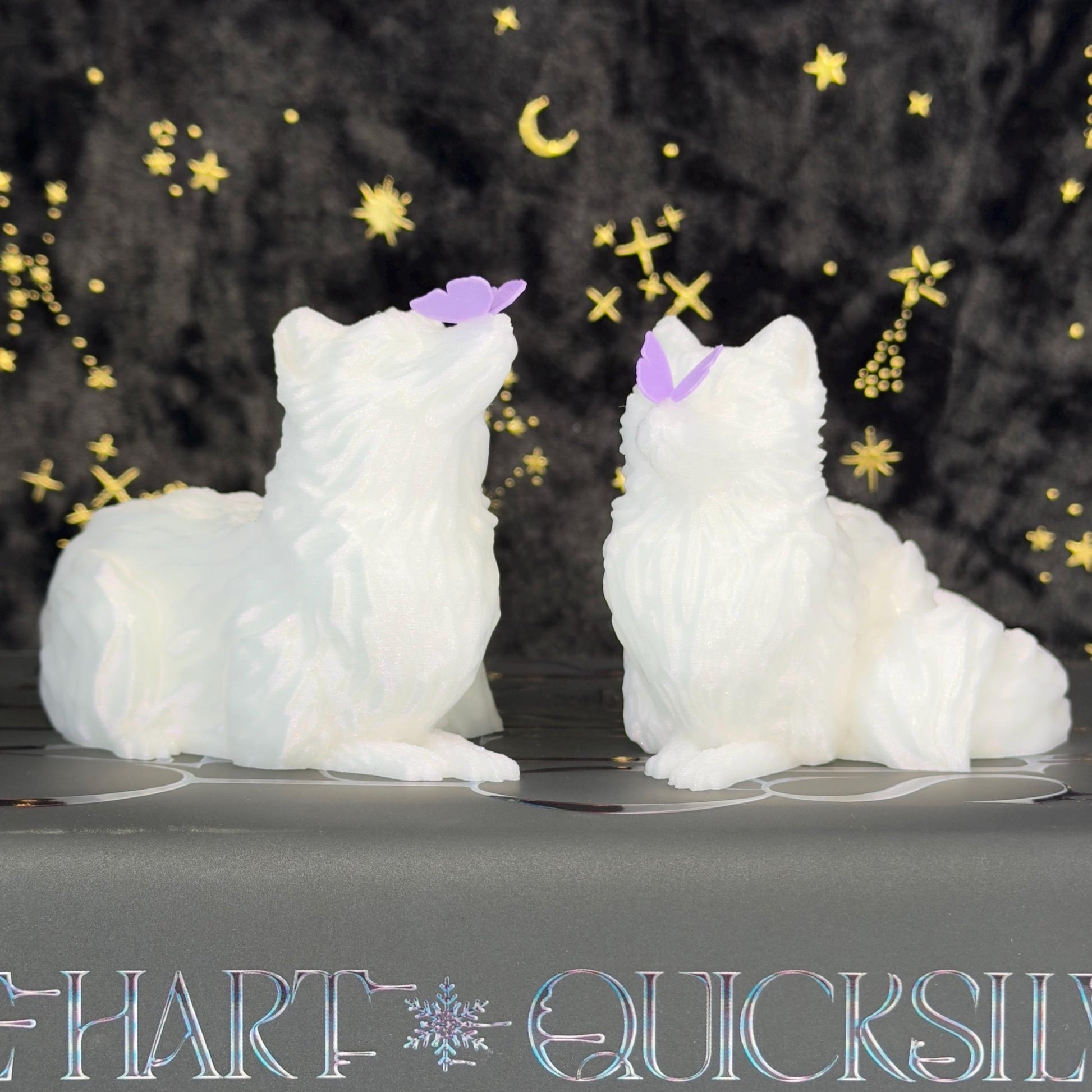 Arctic Fox with Butterfly Shelf Sitter | Fantasy Bookshelf Decor | Cottagecore Gift