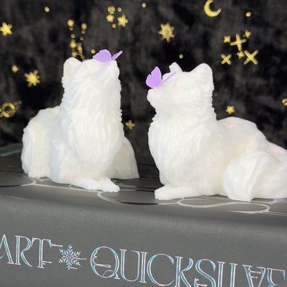 Arctic Fox with Butterfly Shelf Sitter | Fantasy Bookshelf Decor | Cottagecore Gift