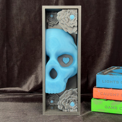 Blue Skull and Roses Book Nook | Dark Romance Bookshelf Decor