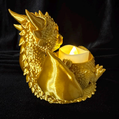 Baby Dragon Tealight (Large) and Ring Holder (Small) | Fantasy Bookshelf Decor