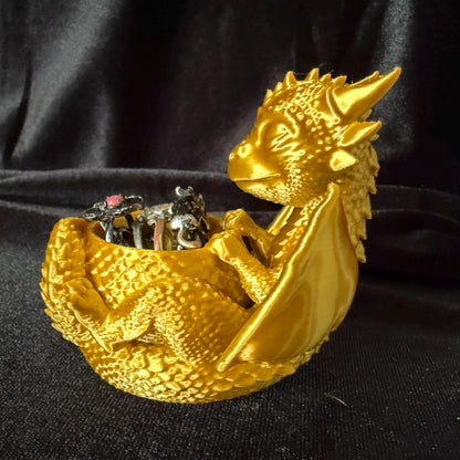 Baby Dragon Tealight (Large) and Ring Holder (Small) | Fantasy Bookshelf Decor
