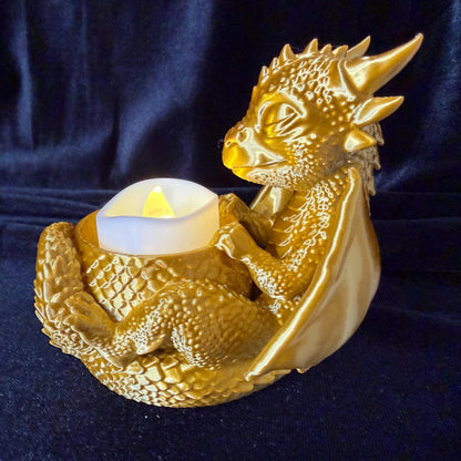 Baby Dragon Tealight (Large) and Ring Holder (Small) | Fantasy Bookshelf Decor