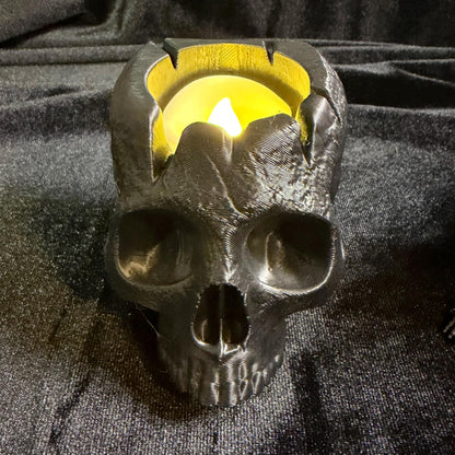 Gothic Skull Tealight Holder | Dark Academia Bookshelf Decor