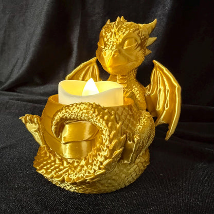Baby Dragon Tealight (Large) and Ring Holder (Small) | Fantasy Bookshelf Decor