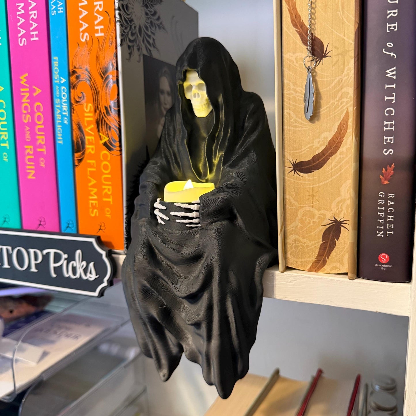Suriel Tealight Holder XL | Shelf Sitter Perchling | Grim Reaper | Romantasy Bookshelf Decor