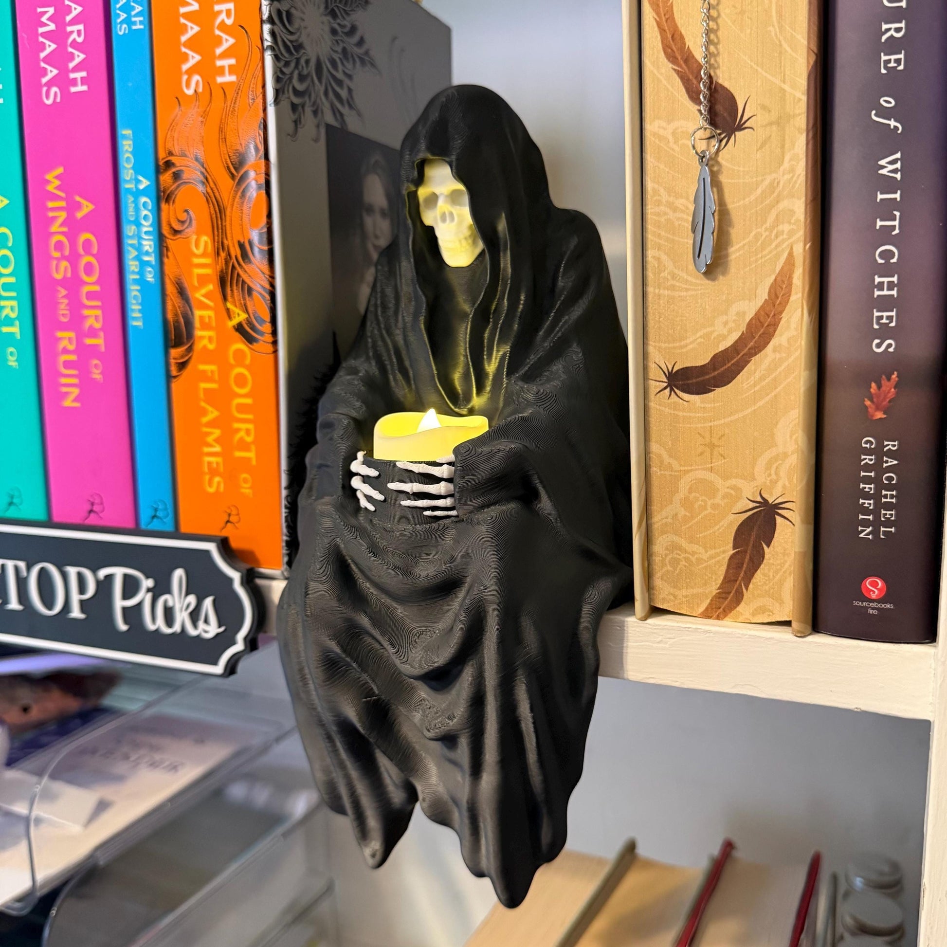 Suriel Tealight Holder XL | Shelf Sitter Perchling | Grim Reaper | Romantasy Bookshelf Decor