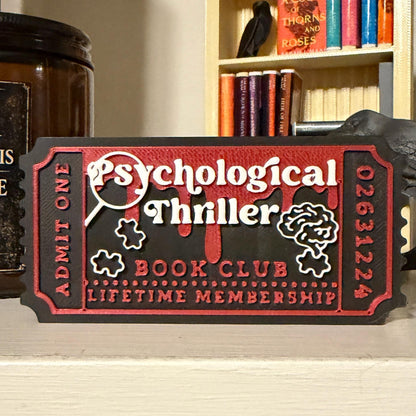 Psychological Thriller Book Club Ticket Bookshelf Sitter