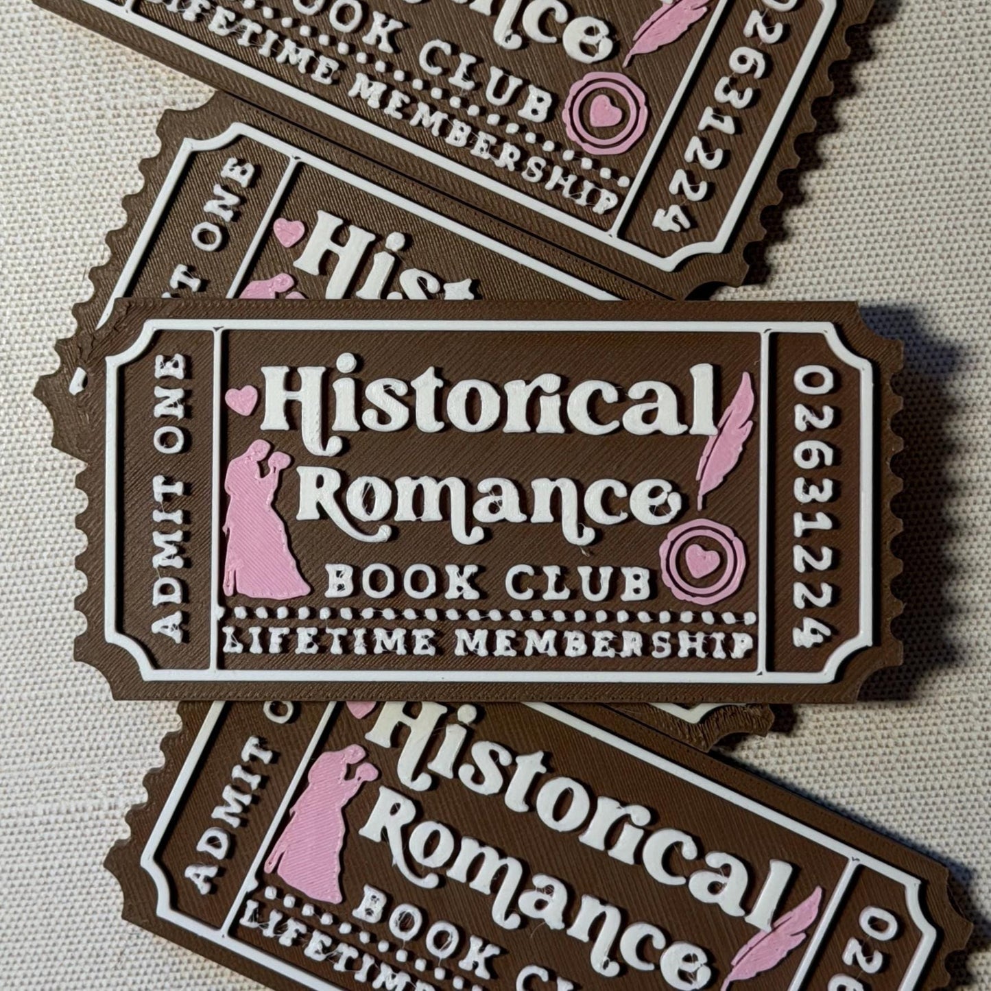 Historical Romance Book Club Ticket Bookshelf Sitter