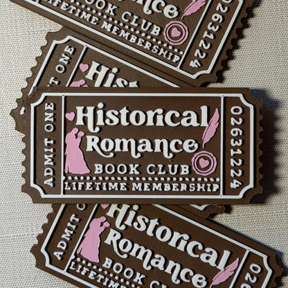 Historical Romance Book Club Ticket Bookshelf Sitter