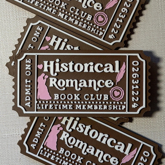 Historical Romance Book Club Ticket Bookshelf Sitter