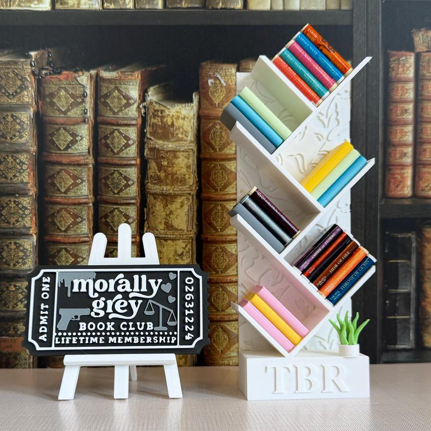 Miniature Floral Angled Bookcase Book Tracker